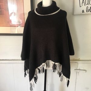 Libby Edelman Tassel Turtleneck Poncho